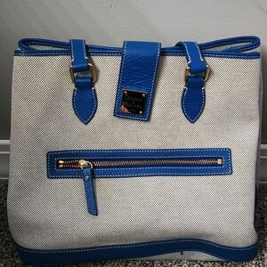 Dooney & Brooke Navy and Tan canvas purse